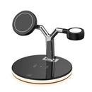 3 in 1 15W Multi-function Magnetic Wireless Charger for Mobile Phones & Apple Watches & AirPods 1 / 2 / Pro, with Colorful LED Light(White)