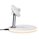3 in 1 15W Multi-function Magnetic Wireless Charger for Mobile Phones & Apple Watches & AirPods 1 / 2 / Pro, with Colorful LED Light(White)