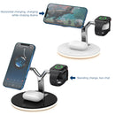 3 in 1 15W Multi-function Magnetic Wireless Charger for Mobile Phones & Apple Watches & AirPods 1 / 2 / Pro, with Colorful LED Light(White)