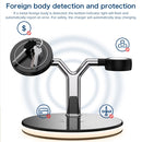 3 in 1 15W Multi-function Magnetic Wireless Charger for Mobile Phones & Apple Watches & AirPods 1 / 2 / Pro, with Colorful LED Light(White)