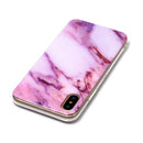 For iPhone X / XS Pink Marble Pattern TPU Shockproof Protective Back Cover Case