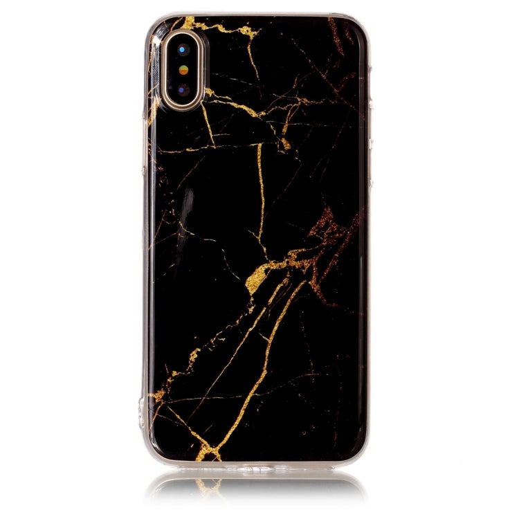 For iPhone X / XS Black Marble Pattern TPU Shockproof Protective Back Cover Case