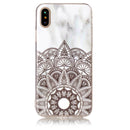 For iPhone X / XS Half Flower White Marble Pattern TPU Shockproof Protective Back Cover Case