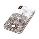 For iPhone X / XS Half Flower White Marble Pattern TPU Shockproof Protective Back Cover Case