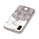 For iPhone X / XS Half Flower White Marble Pattern TPU Shockproof Protective Back Cover Case