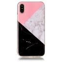 For iPhone X / XS Pink Black Color Matching Marble Pattern TPU Shockproof Protective Back Cover Case