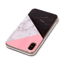 For iPhone X / XS Pink Black Color Matching Marble Pattern TPU Shockproof Protective Back Cover Case