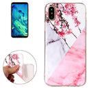 For iPhone X / XS Cherry Pink White Marble Pattern TPU Shockproof Protective Back Cover Case