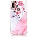 For iPhone X / XS Cherry Pink White Marble Pattern TPU Shockproof Protective Back Cover Case