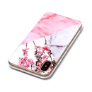 For iPhone X / XS Cherry Pink White Marble Pattern TPU Shockproof Protective Back Cover Case