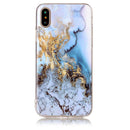 For iPhone X / XS Blue Marble Pattern TPU Shockproof Protective Back Cover Case