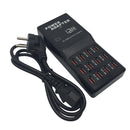 W-858 12A 12 Ports USB Fast Charging Dock Desktop Smart Charger AC100-240V, EU Plug (Black)