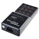 W-858 12A 12 Ports USB Fast Charging Dock Desktop Smart Charger AC100-240V, UK Plug (Black)