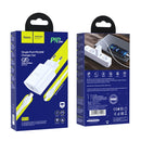 hoco N14 PD 20W Single Port Smart Travel Charger Power Adapter with Tyep-C / USB-C to 8 Pin Charging Cable, EU Plug(White)