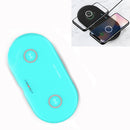 HT-02 10W 5V / 9V Wireless Dual Mobile Phone Charging Charger Base for All Support the QI Standard Mobile Phones(Blue)