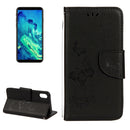 For iPhone X / XS Pressed Flowers Butterfly Pattern Horizontal Flip Leather Case with Holder & Card Slots & Wallet & Lanyard(Black)