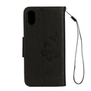 For iPhone X / XS Pressed Flowers Butterfly Pattern Horizontal Flip Leather Case with Holder & Card Slots & Wallet & Lanyard(Black)