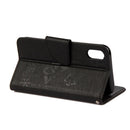 For iPhone X / XS Pressed Flowers Butterfly Pattern Horizontal Flip Leather Case with Holder & Card Slots & Wallet & Lanyard(Black)