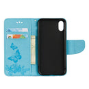For iPhone X / XS Pressed Flowers Butterfly Pattern Horizontal Flip Leather Case with Holder & Card Slots & Wallet & Lanyard(Blue)