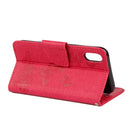 For iPhone X / XS Pressed Flowers Butterfly Pattern Horizontal Flip Leather Case with Holder & Card Slots & Wallet & Lanyard(Red)