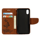 For iPhone X / XS Pressed Flowers Butterfly Pattern Horizontal Flip Leather Case with Holder & Card Slots & Wallet & Lanyard(Brown)