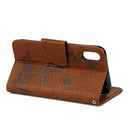 For iPhone X / XS Pressed Flowers Butterfly Pattern Horizontal Flip Leather Case with Holder & Card Slots & Wallet & Lanyard(Brown)