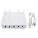 659Q 80W 4 Ports QC3.0 Fast Charging Dock USB Smart Charger with Phone & Tablet Holder, US Plug(White)