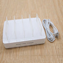 659Q 80W 4 Ports QC3.0 Fast Charging Dock USB Smart Charger with Phone & Tablet Holder, US Plug(White)