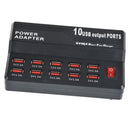 W-838 60W 10 Ports USB Fast Charging Dock Desktop Smart Charger AC100-240V, US Plug (Black)
