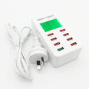A8 40W 8 Ports USB + QC3.0 Smart Charging Station with Digital Display AC100-240V, AU Plug