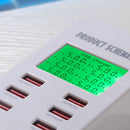 A8 40W 8 Ports USB + QC3.0 Smart Charging Station with Digital Display AC100-240V, EU Plug