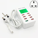A8 40W 8 Ports USB + QC3.0 Smart Charging Station with Digital Display AC100-240V, UK Plug