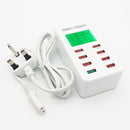 A8 40W 8 Ports USB + QC3.0 Smart Charging Station with Digital Display AC100-240V, UK Plug