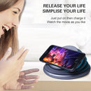 S18 Multi-function 10W Max Qi Standard Wireless Charger Phone Holder with Colorful Atmosphere Light(White)