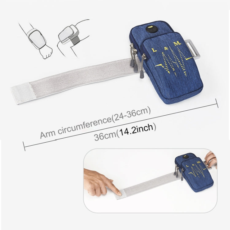 Universal 6.2 inch or Under Phone Zipper Double Bag Multi-functional Sport Arm Case with Earphone Hole, For iPhone, Samsung, Sony, Oneplus, Xiaomi, Huawei, Meizu, Lenovo, ASUS, Cubot, Ulefone, Letv, DOOGEE, Vkworld, and other Smartphones(Blue)