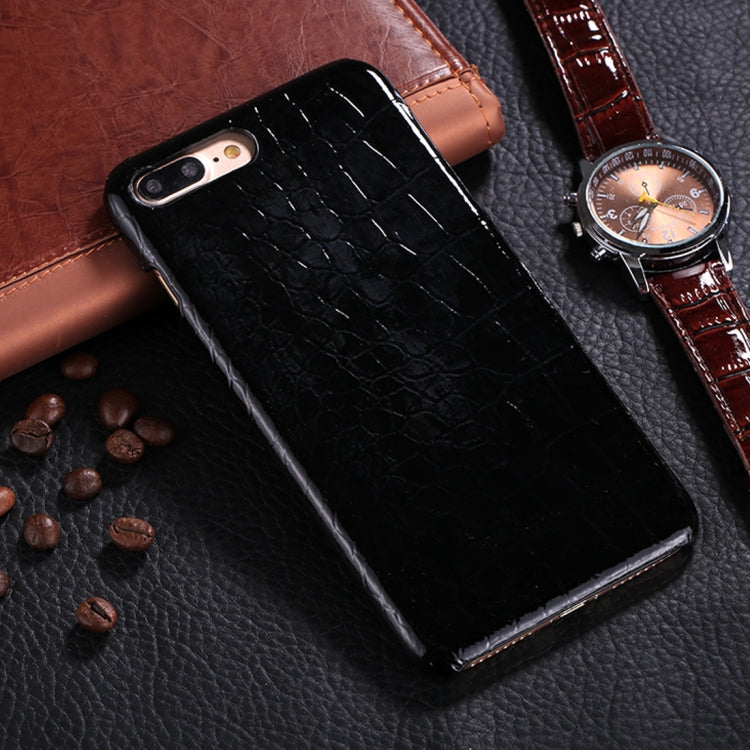 For iPhone 8 Plus & 7 Plus Crocodile Texture Paste Protective Back Cover Case (Black)