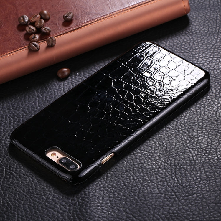 For iPhone 8 Plus & 7 Plus Crocodile Texture Paste Protective Back Cover Case (Black)