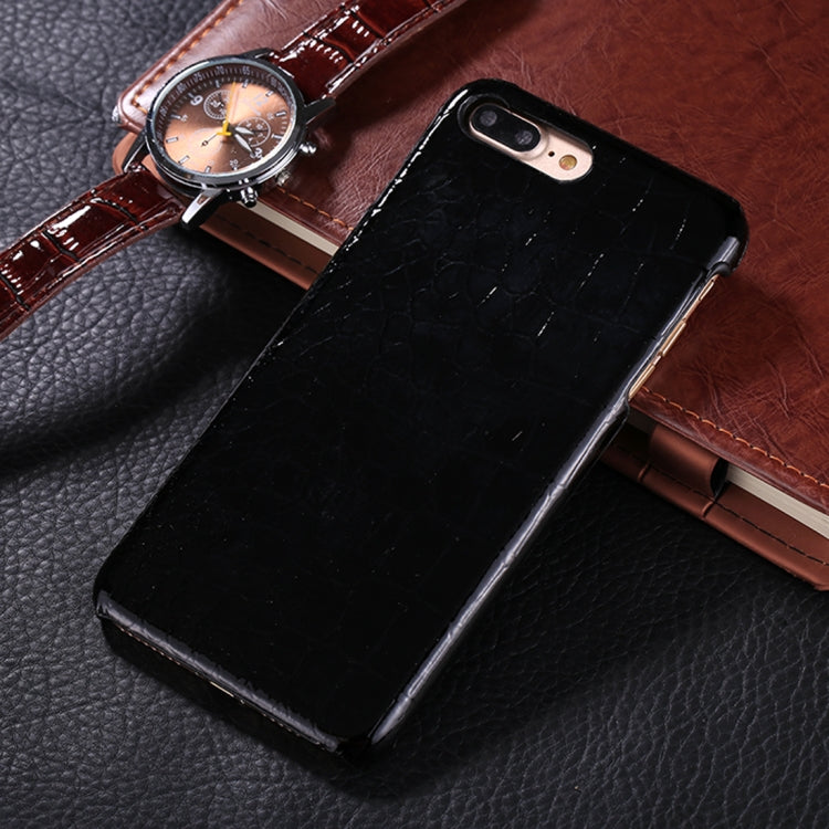 For iPhone 8 Plus & 7 Plus Crocodile Texture Paste Protective Back Cover Case (Black)