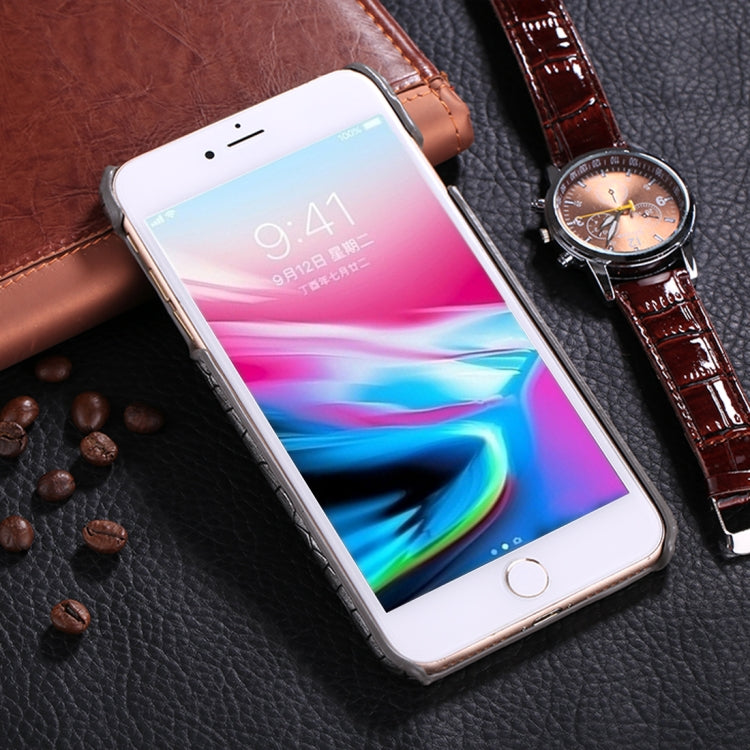 For iPhone 8 Plus & 7 Plus Crocodile Texture Paste Protective Back Cover Case (Silver)