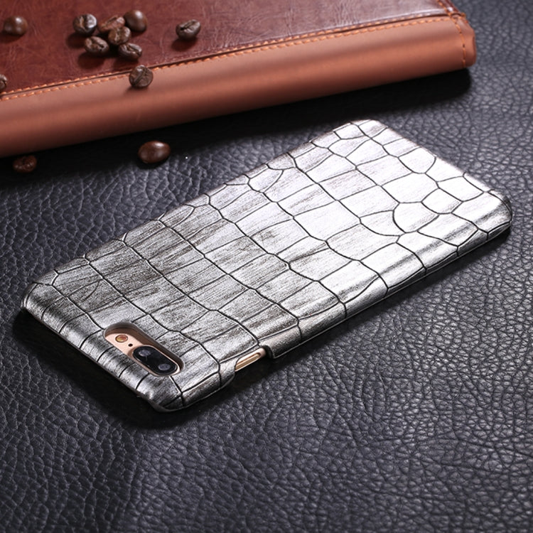For iPhone 8 Plus & 7 Plus Crocodile Texture Paste Protective Back Cover Case (Silver)