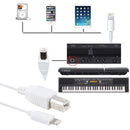 1m 8 Pin to Type-B Male Piano / Electronic Piano Cable MIDI Cable Adapter, for iPhone X, iPhone 8 Plus & 7 Plus, iPhone 8 & 7, iPhone 6 Plus & 6s Plus, iPhone 6 & 6s, iPad, Support iOS 11.4 System(White)