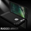 For iPhone 8 Plus Brushed Texture Fiber TPU Rugged Armor Protective Case(Black)