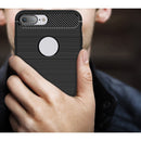 For iPhone 8 Plus Brushed Texture Fiber TPU Rugged Armor Protective Case(Black)