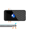 For iPhone 8 Plus Brushed Texture Fiber TPU Rugged Armor Protective Case(Dark Blue)