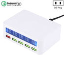 40W QC3.0 2.4A 4-USB Ports Fast Charger Station Travel Desktop Charger Power Adapter with LCD Digital Display, US Plug