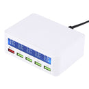 40W QC3.0 2.4A 4-USB Ports Fast Charger Station Travel Desktop Charger Power Adapter with LCD Digital Display, US Plug