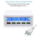 40W QC3.0 2.4A 4-USB Ports Fast Charger Station Travel Desktop Charger Power Adapter with LCD Digital Display, EU Plug