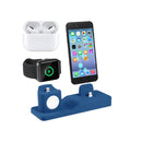 3 in 1 Silicone Charging Dock for AirPods Pro & Apple Watch & iPhone, with Bracket Funtcion(Blue)