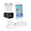 3 in 1 Silicone Charging Dock for AirPods Pro & Apple Watch & iPhone, with Bracket Funtcion(White)