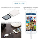 8 Pin to SD Card Camera Reader Adapter, Support iOS 9.2-11 System, For iPhone, iPad(White)